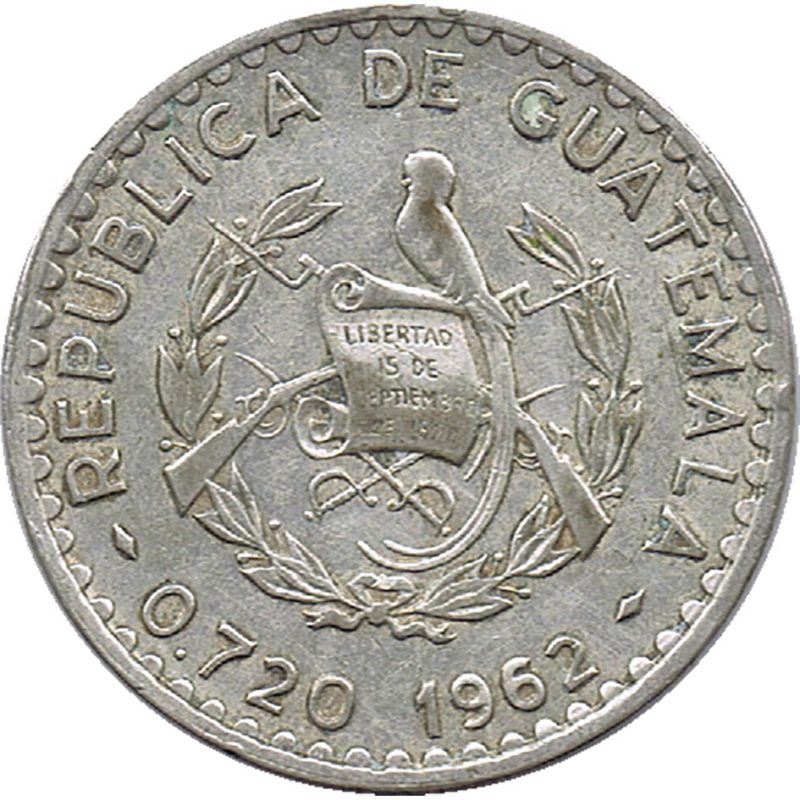 Moneda de plata Guatemala 50 centavos Orquídea.  - 2
