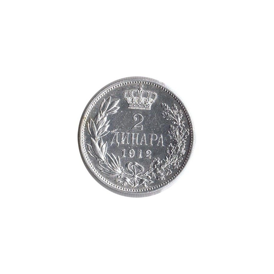Moneda de plata 2 Dinara Serbia 1912.