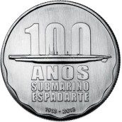 Portugal 2.5 Euros 2013 100 Años Submarino Espadarte.
