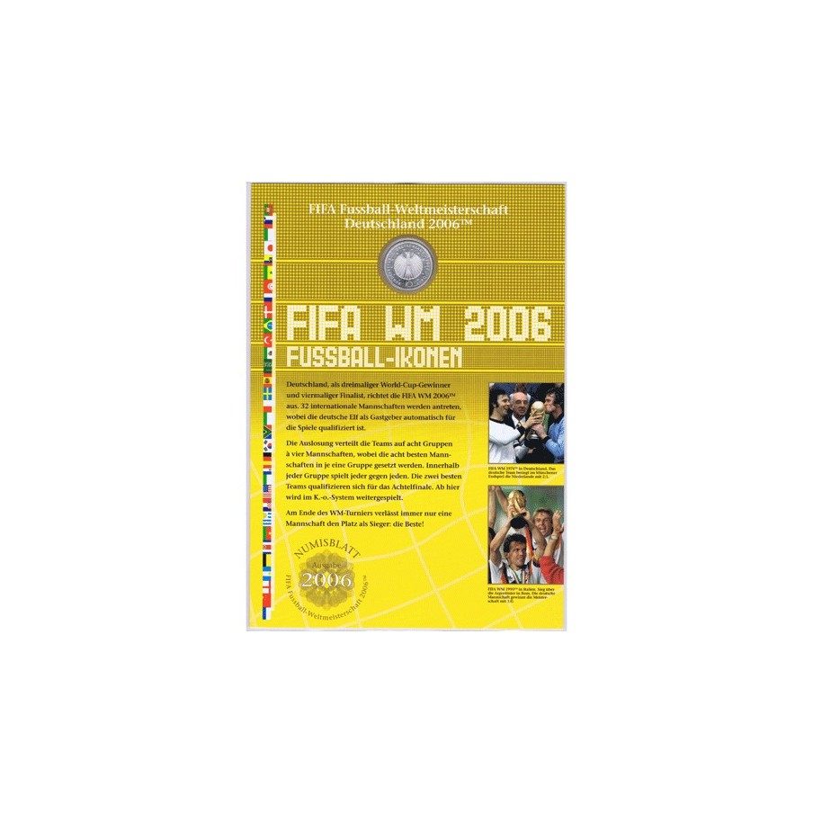 moneda Alemania 10 Euros 2006 Fifa. Numisblatt.