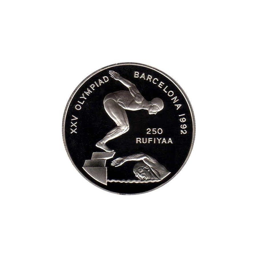 Moneda de plata 250 rufiyaa Maldivas Barcelona 1992