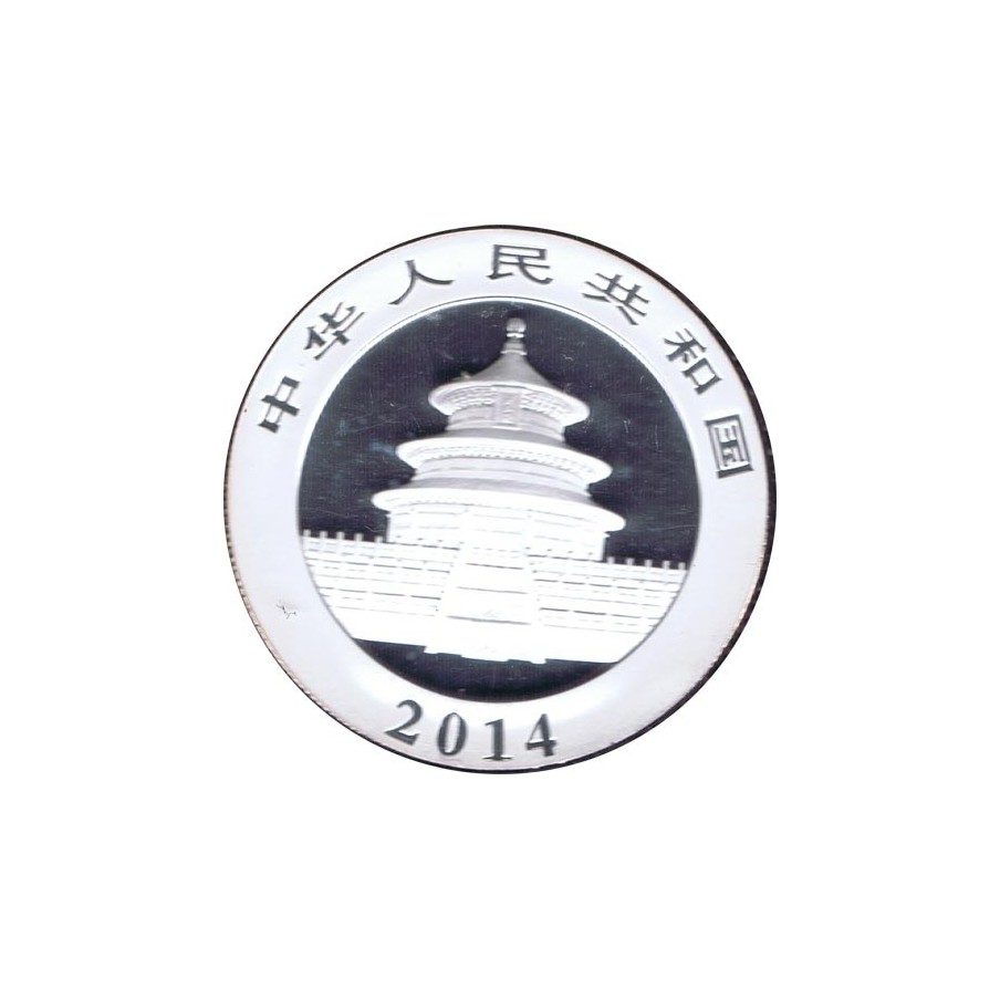 Moneda onza de plata color 10y. China Oso Panda 2014