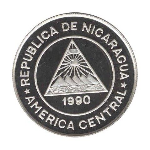 Moneda de plata 10000 Cordobas Nicaragua 1990. Ciclismo.