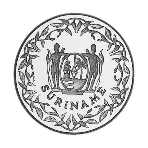 Moneda de plata 100 Guilders Suriname 1992. Barcelona 1992.