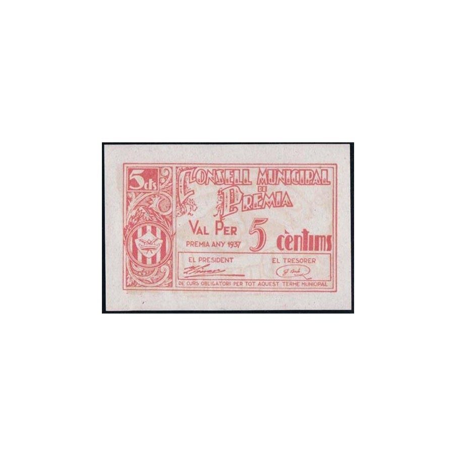 (1937) 5 centims Consell Municipal de Premia. SC