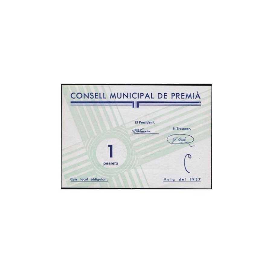 (1937) 1 Pesseta Consell Municipal de Premia. SC