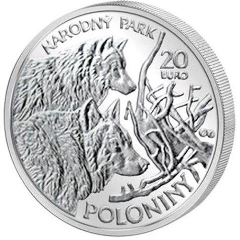 moneda Eslovaquia 20 Euros 2010 Parque Nacional Poloniny. Plata