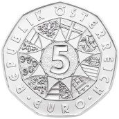 moneda Austria 5 Euros 2014 (nueve esquinas) Oso Polar. Plata