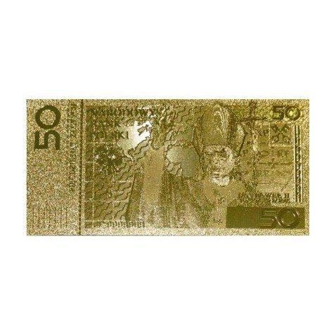 Billete de Polonia 50 zloty en oro de 24 kilates Juan Pablo II
