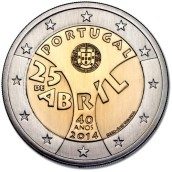 moneda conmemorativa 2 euros Portugal 2014. 25 de Abril.