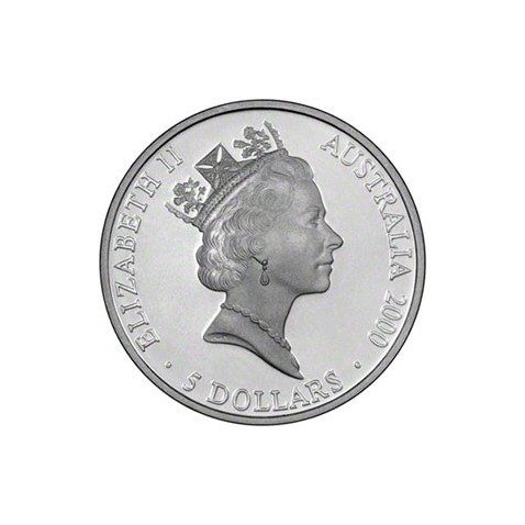 Moneda onza de plata 5$ Australia Sydney 2000. Razas. Estuche.