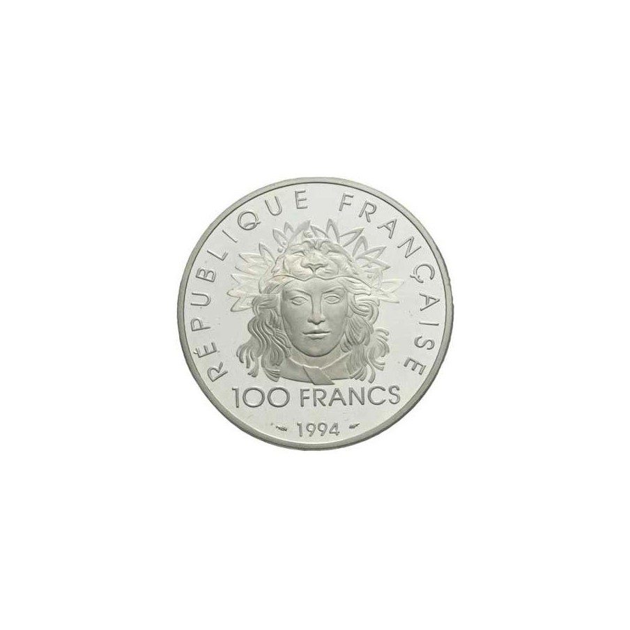 Moneda de plata 100 Francos Francia 1994 Discobolo. Proof.