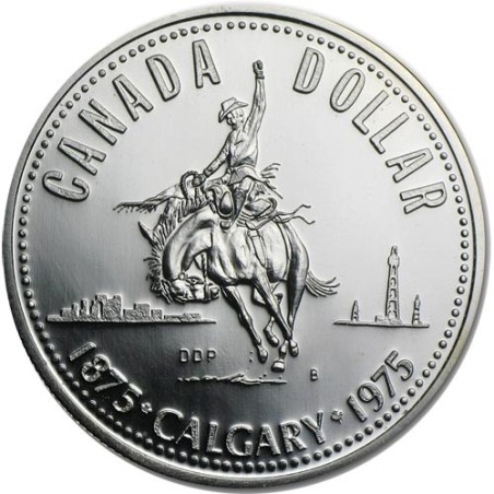 Canada 1$ 1975 100 Aniversario Calgary 1875-1975. Plata.