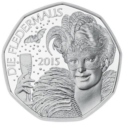 moneda Austria 5 Euros 2015 Año Nuevo. Plata.