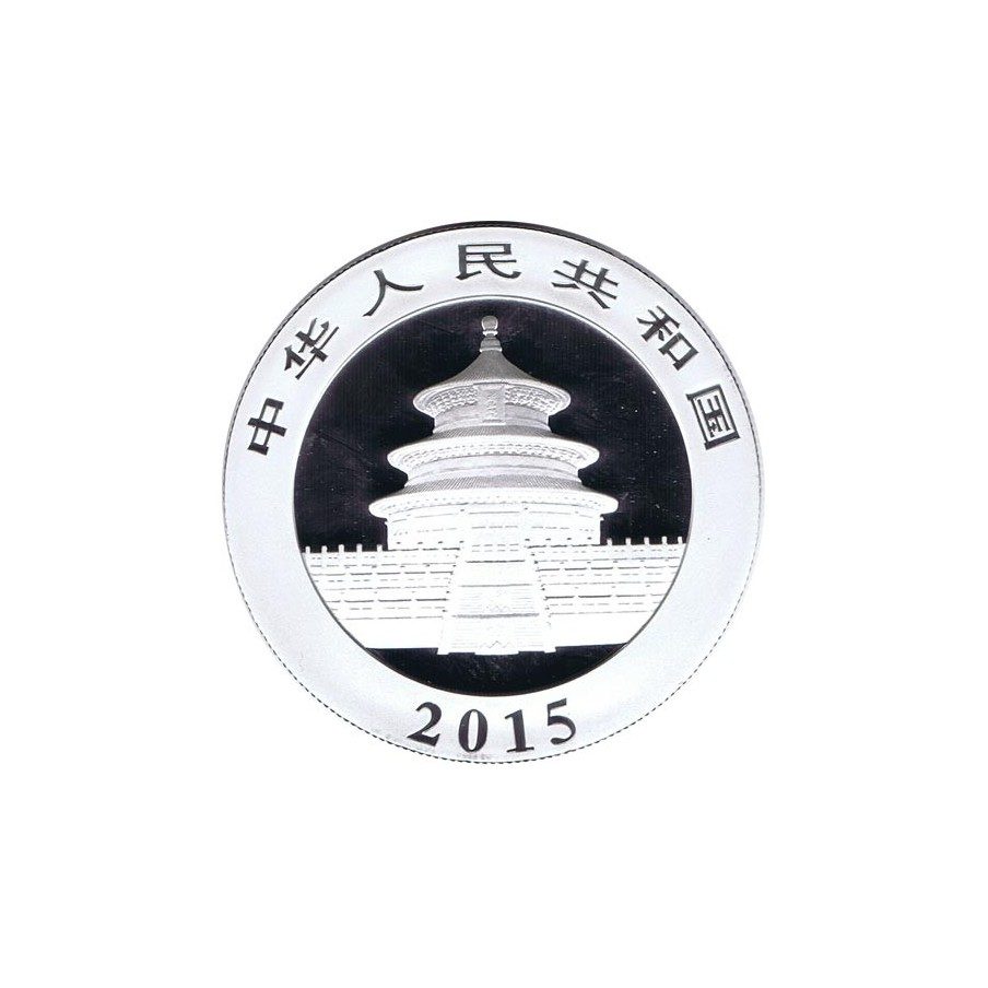 Moneda onza de plata color 10y. China Oso Panda 2015