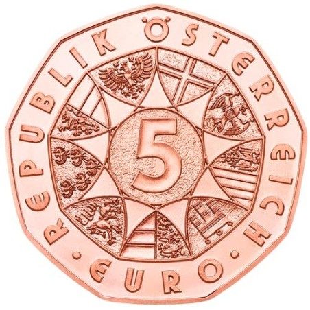 moneda Austria 5 Euros 2015 nueve esquinas. Fuerzas armadas.