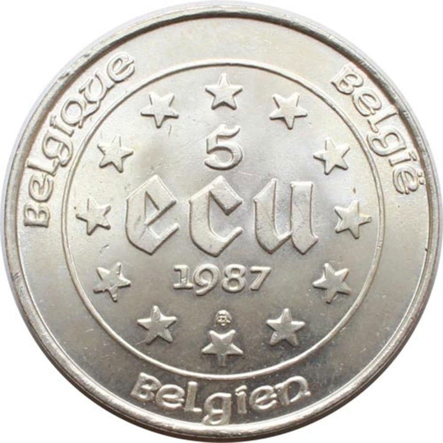 Moneda de plata 5 Ecu Belgica Belgie 1987.