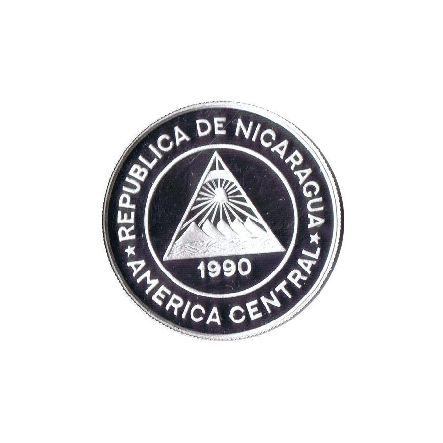 Moneda de plata 10000 Cordobas Nicaragua 1990 Albertville'92.