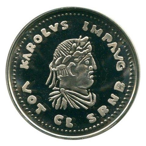 Moneda de plata 5 Ecu Belgica 1991 Carlomagno. Estuche