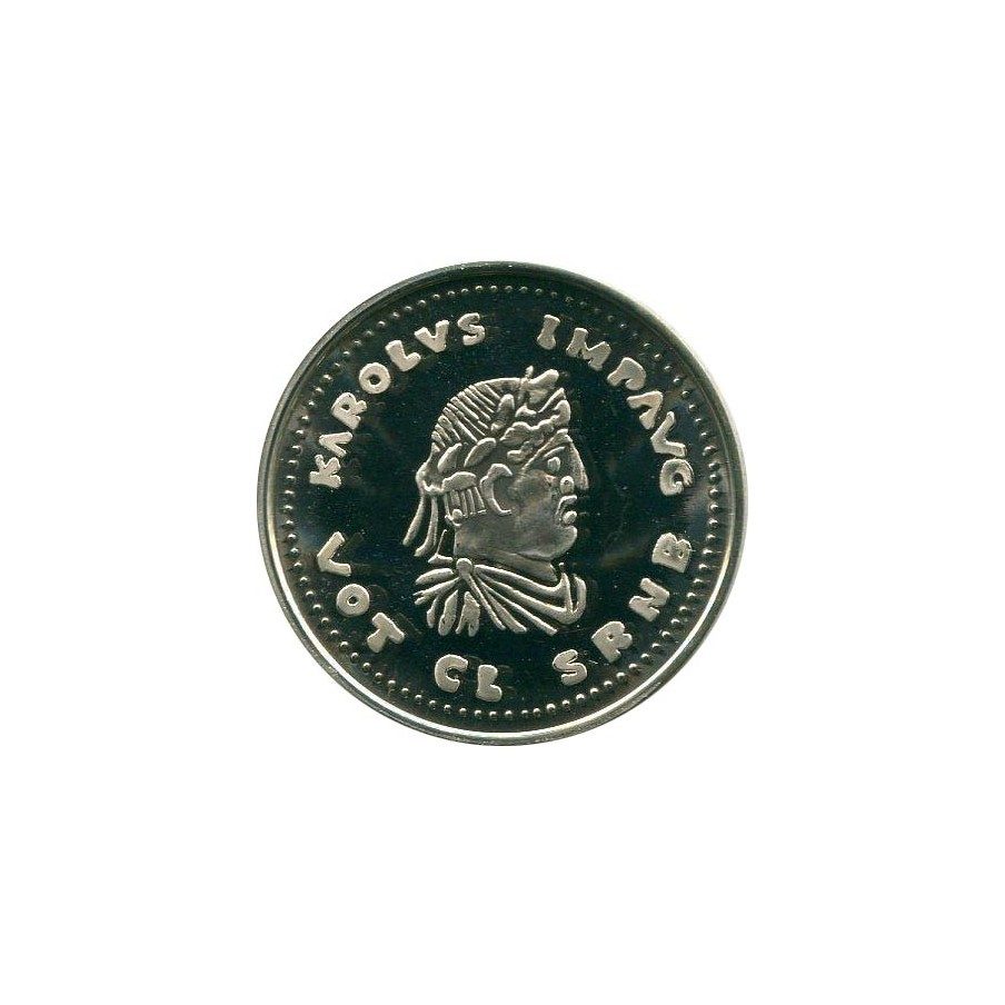 Moneda de plata 5 Ecu Belgica 1991 Carlomagno. Estuche