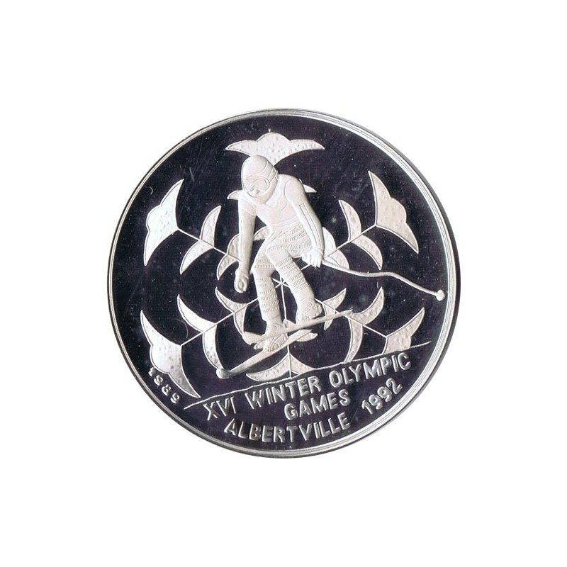Moneda de plata 20 Riels Kampuchea 1989 Albertville'92 Ski.
