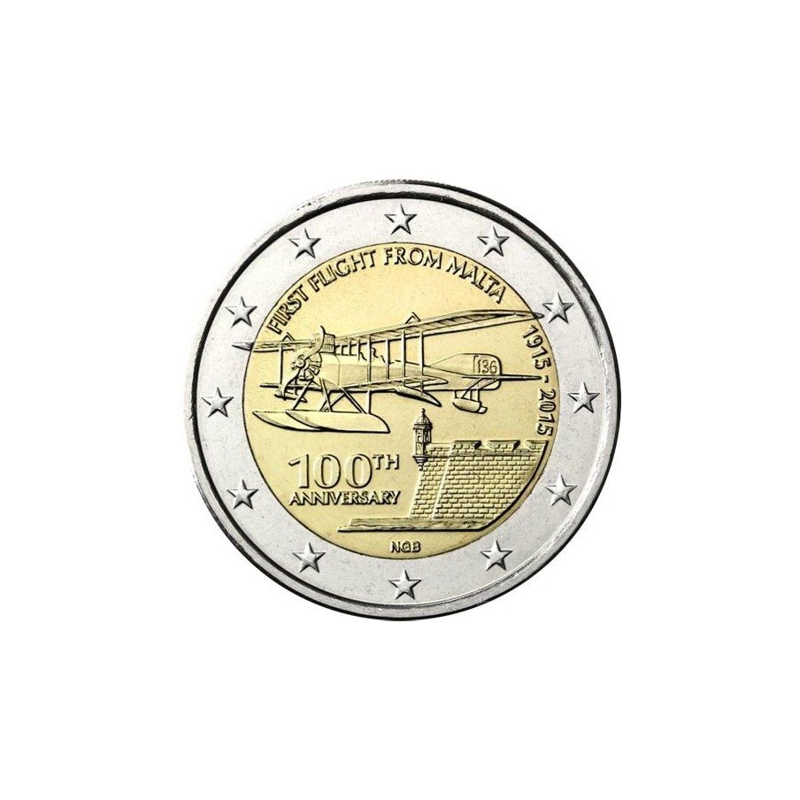 moneda conmemorativa 2 euros Malta 2015 Primer vuelo.