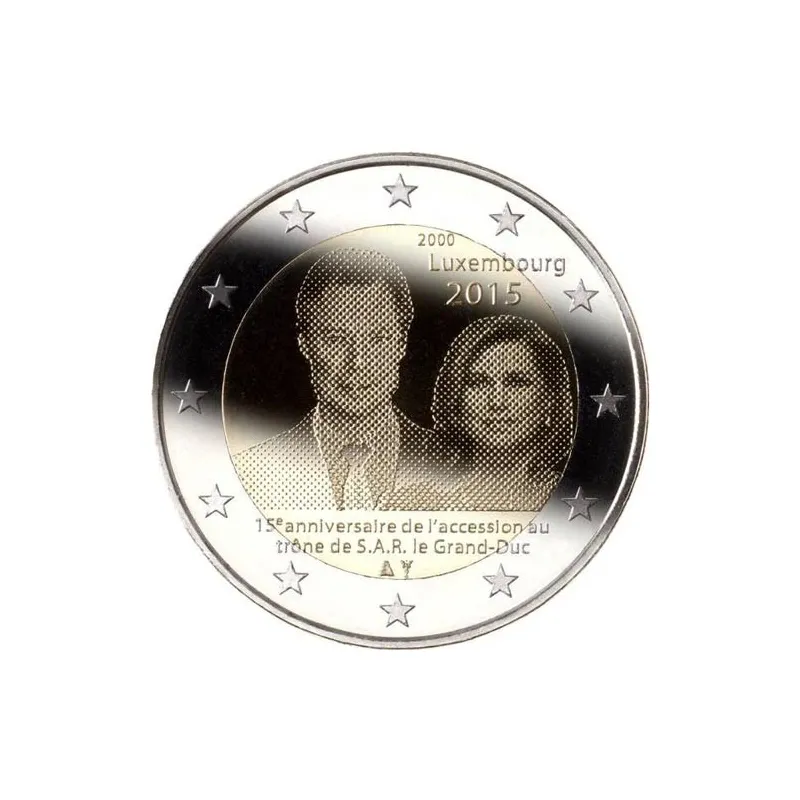 moneda conmemorativa 2 euros Luxemburgo 2015. 15 Anº Trono.