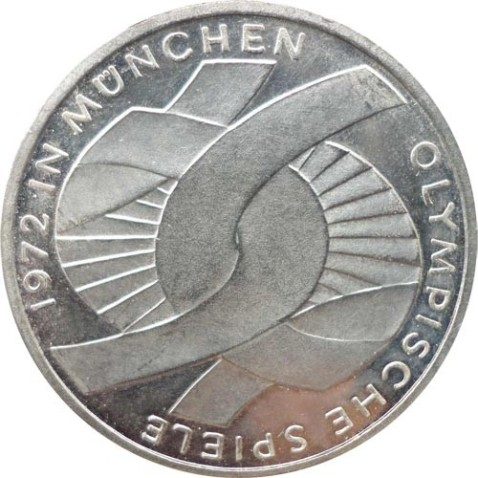 Moneda de Plata 10 Marcos Alemania 1972 F. JJOO Munich.