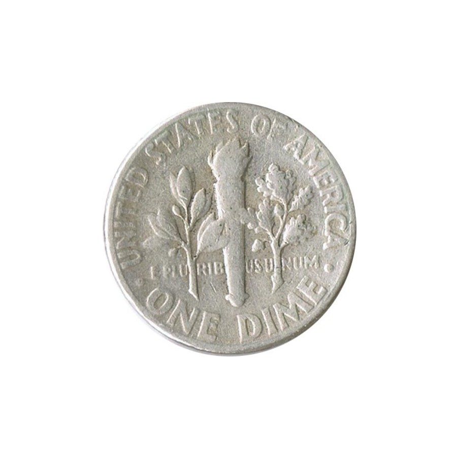 Moneda de plata 1 Dime Estados Unidos Roosevelt 1957.