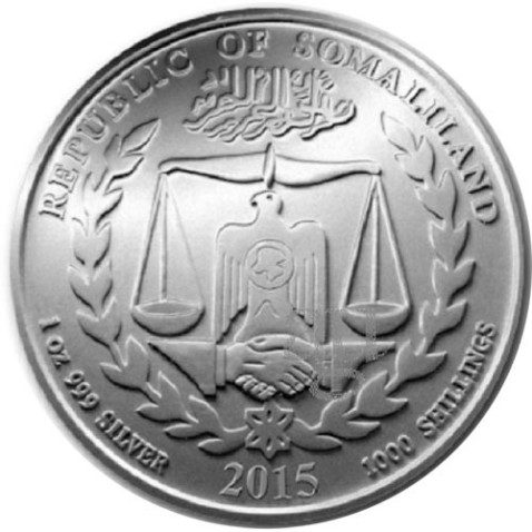 Moneda onza de plata 1000 Shillings Somaliland Año Oveja 2015.