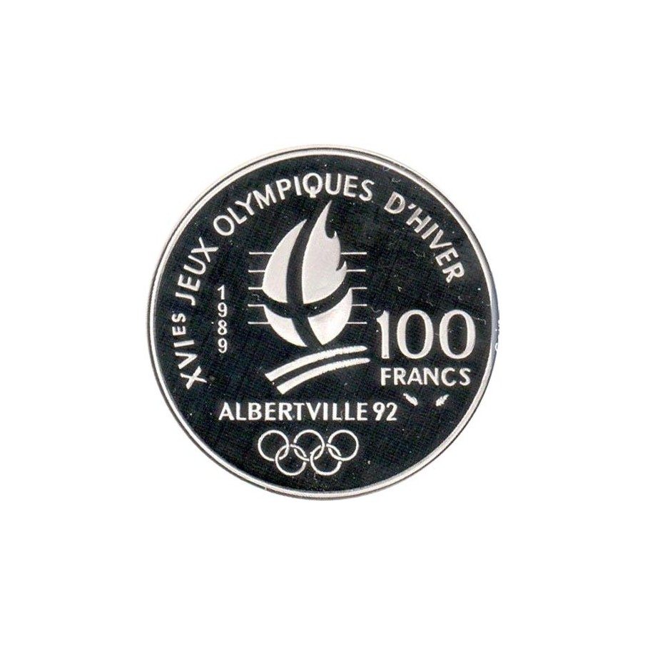 Moneda de plata 100 Francos Francia 1989 Albertville'92 Ski