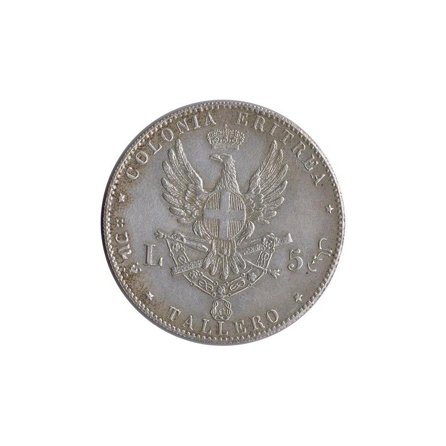 Moneda de plata 5 Liras Eritrea 1891 Tallero. Reproducción.