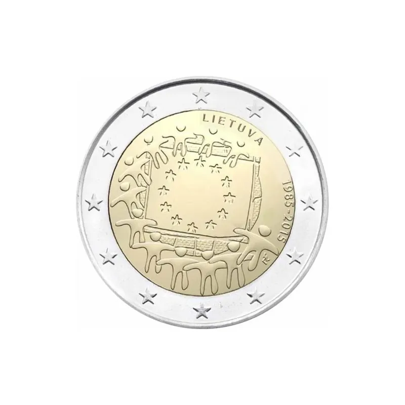 moneda Lituania 2 euros 2015. 30 Años bandera de Europa.
