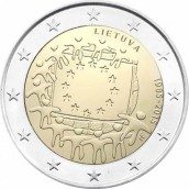 moneda Lituania 2 euros 2015. 30 Años bandera de Europa.