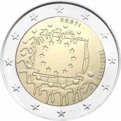 moneda Estonia 2 euros 2015. 30 Años bandera de Europa.