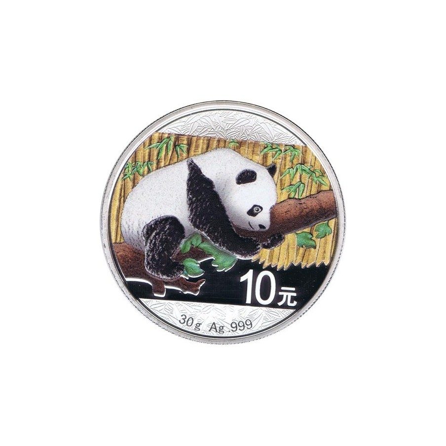 Moneda onza de plata color 10y. China Oso Panda 2016