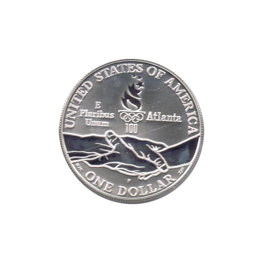 Moneda de plata 1$ Estados Unidos Atlanta Paralimpicos 1995.