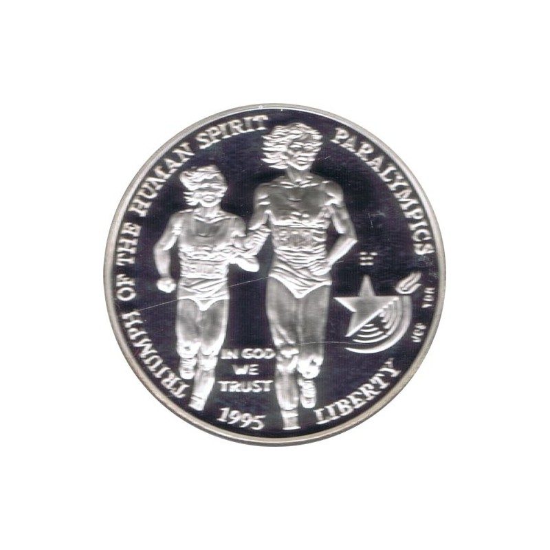 Moneda de plata 1$ Estados Unidos Atlanta Paralimpicos 1995.