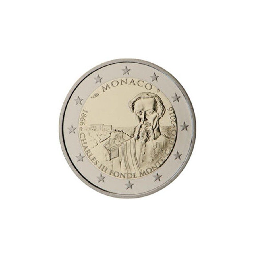 moneda conmemorativa 2 euros Monaco 2016 Carlos III Proof.