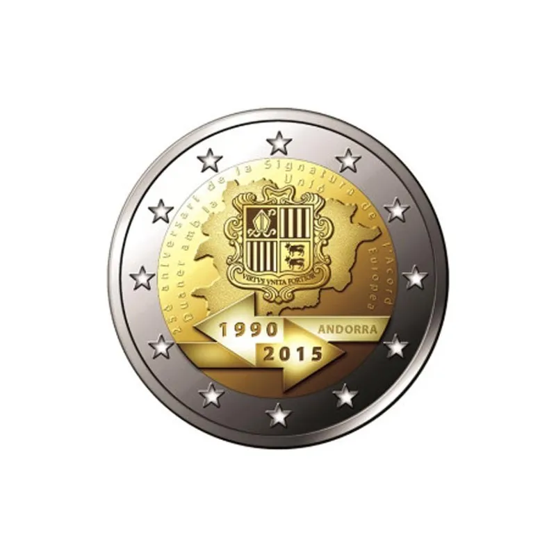 moneda conmemorativa 2 euros Andorra 2015 Acuerdo Aduanero. BU