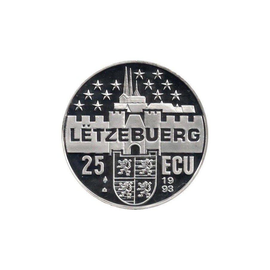 Moneda de plata 25 Ecu Luxemburgo 1993 Gran Duque.