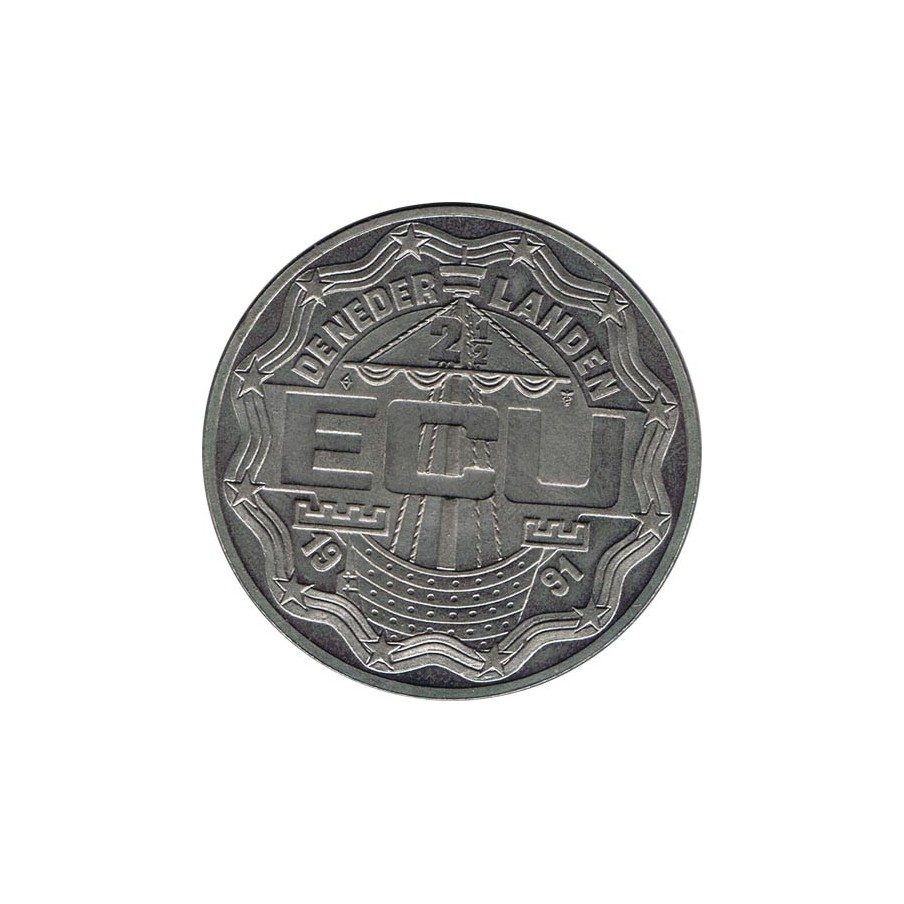 Moneda 2.5 ECU de Holanda 1991 Erasmus. Níquel.