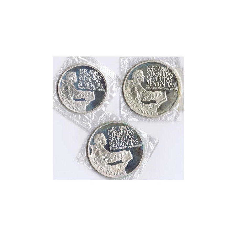 Monedas de plata Ecus Holanda 1990 Geert Groote. Proof.