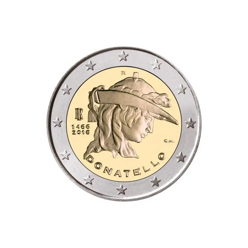 moneda conmemorativa 2 euros Italia 2016 Donatello.