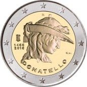 moneda conmemorativa 2 euros Italia 2016 Donatello.