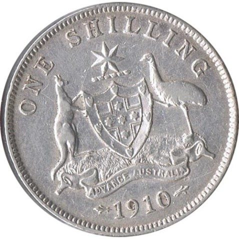 Moneda de plata One Shilling Australia 1910.