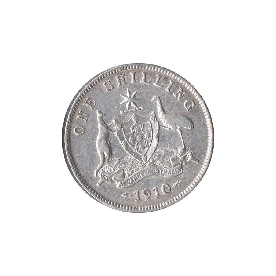 Moneda de plata One Shilling Australia 1910.
