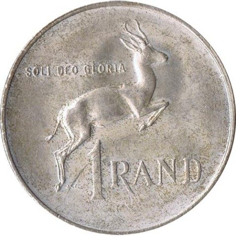 Moneda de plata 1 Rand Sudafrica 1967.