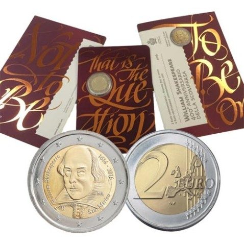 moneda conmemorativa 2 euros San Marino 2016 Shakespeare