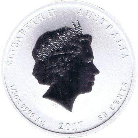 Moneda media onza de plata 50 cents. Australia Lunar 2017 Gallo